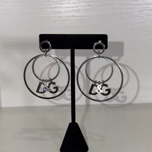 #206 Dolce & Gabbana Silver Hoop Earrings with Initial Charm